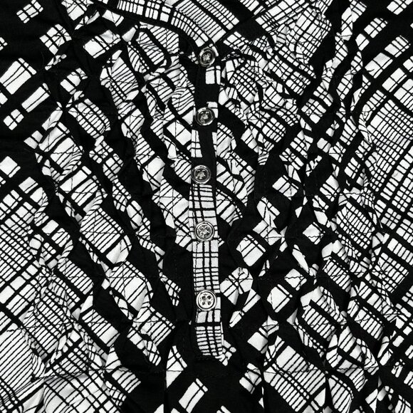 Cocomo Woman Blouse Womens 3X Geometric Tunic Long Sleeve Button Ruffle Top - Picture 3 of 10